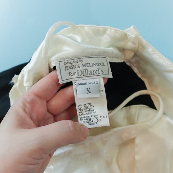 Vintage Jessica McClintock Black White Lace Formal Dress Size 3/4 Made in USA - Picture 4 of 8